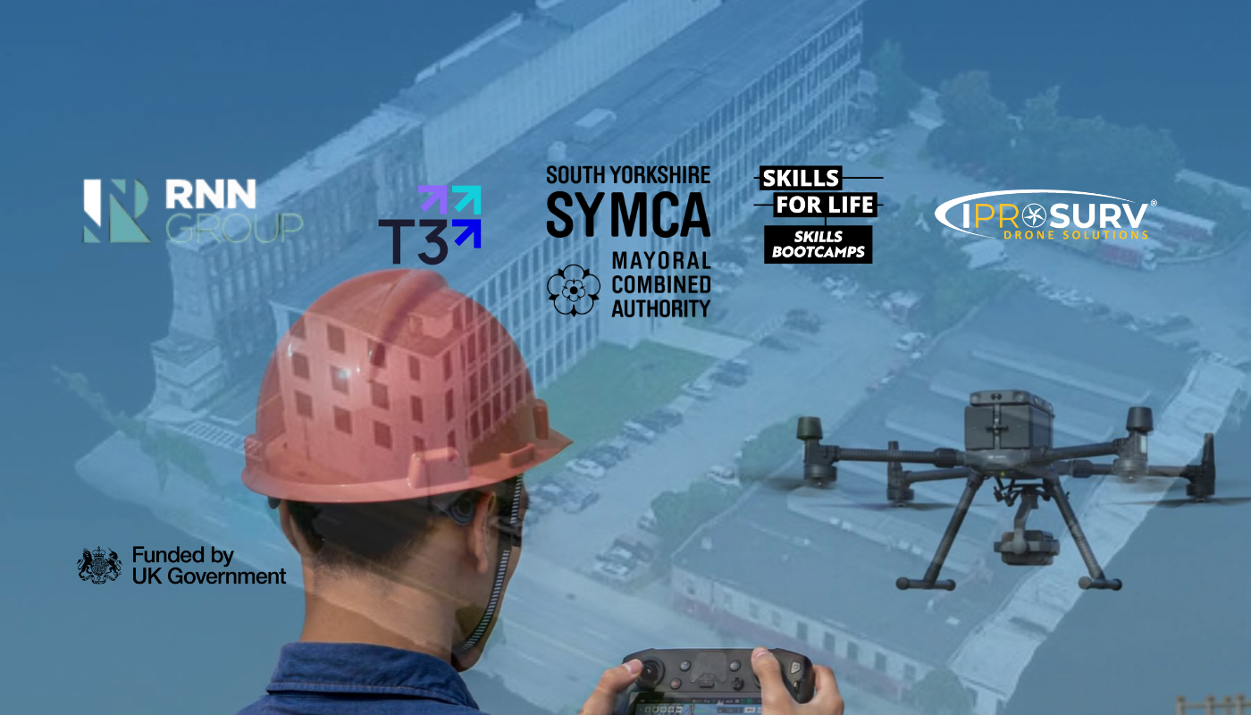 Learners on South Yorkshire Drone Surveying and Digital Construction Skills Bootcamp using drones and Autodesk Revit